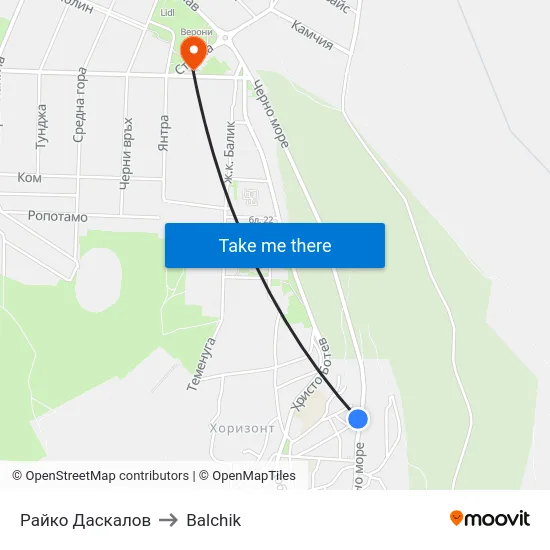 Райко Даскалов to Balchik map