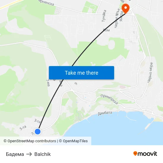 Бадема to Balchik map