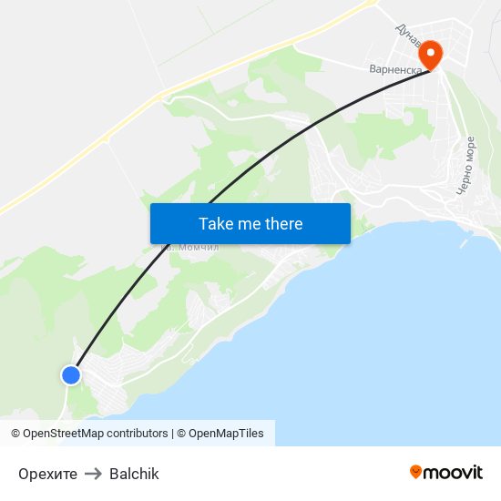 Орехите to Balchik map