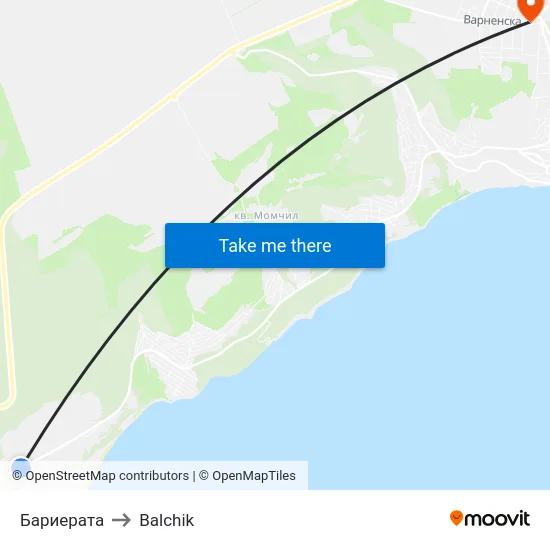 Бариерата to Balchik map