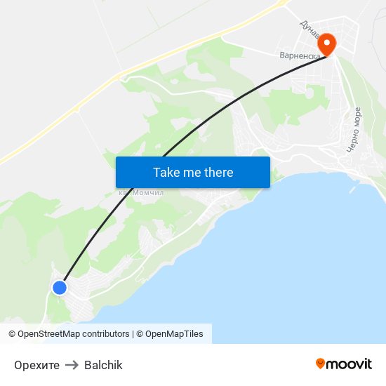 Орехите to Balchik map