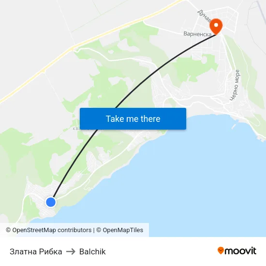 Златна Рибка to Balchik map