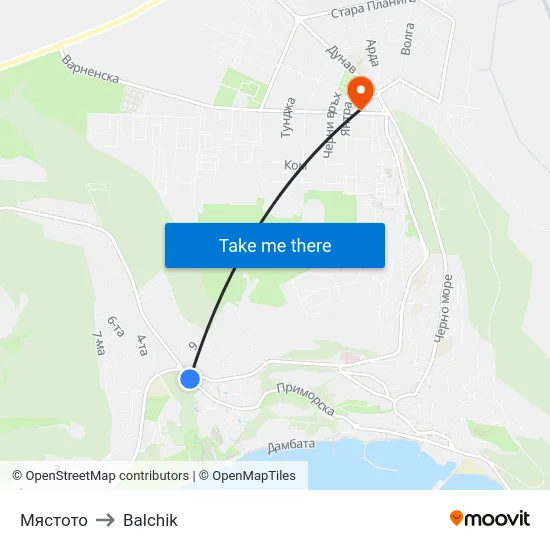 Мястото to Balchik map