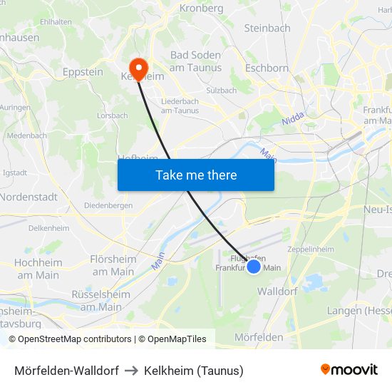 Mörfelden-Walldorf to Kelkheim (Taunus) map