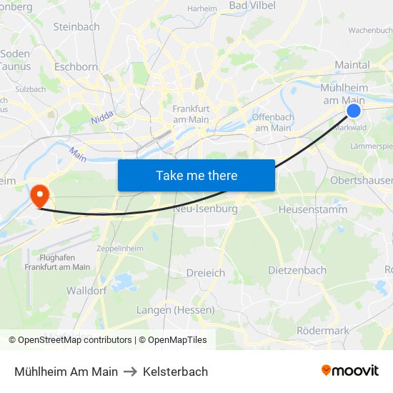 Mühlheim Am Main to Kelsterbach map