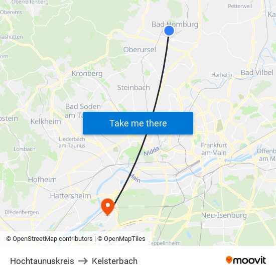 Hochtaunuskreis to Kelsterbach map