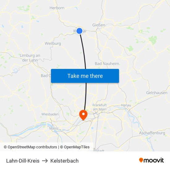 Lahn-Dill-Kreis to Kelsterbach map