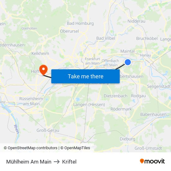 Mühlheim Am Main to Kriftel map