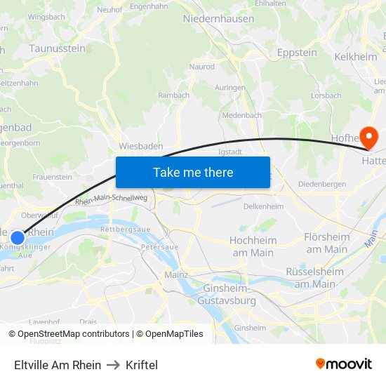 Eltville Am Rhein to Kriftel map