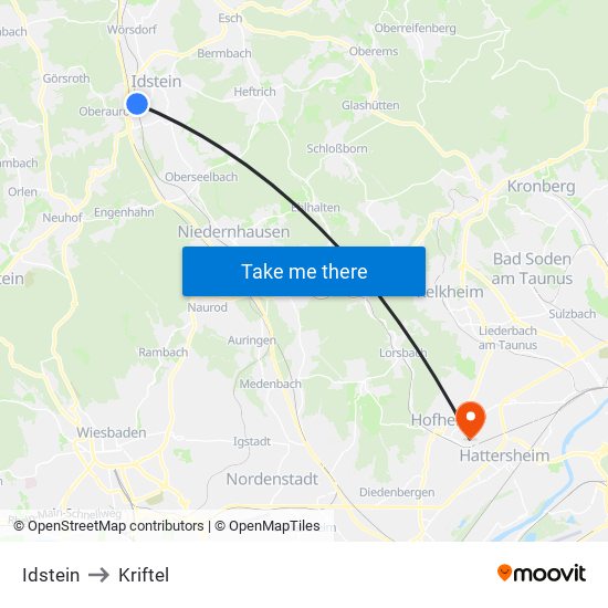 Idstein to Kriftel map
