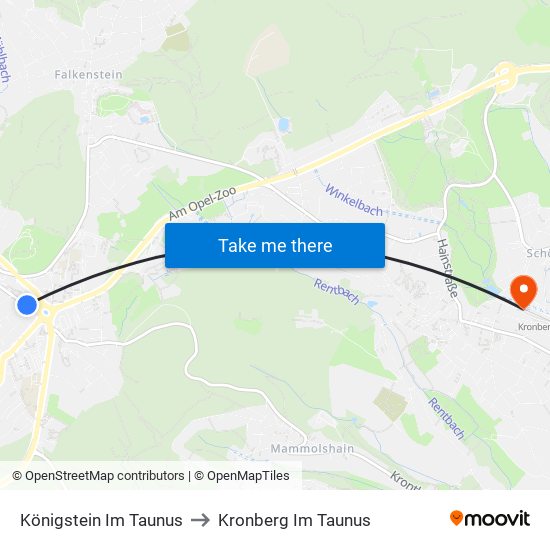 Königstein Im Taunus to Kronberg Im Taunus map