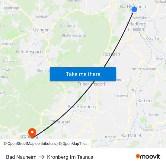 Bad Nauheim to Kronberg Im Taunus map