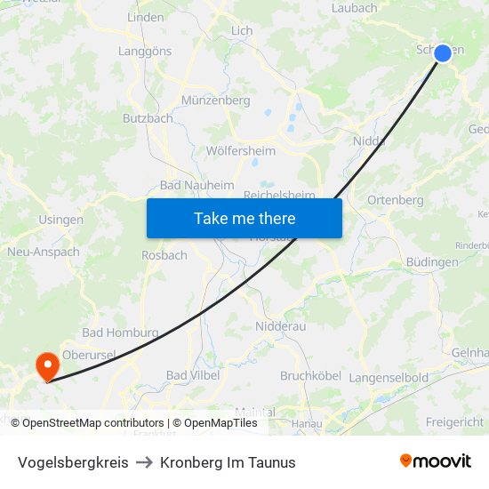 Vogelsbergkreis to Kronberg Im Taunus map