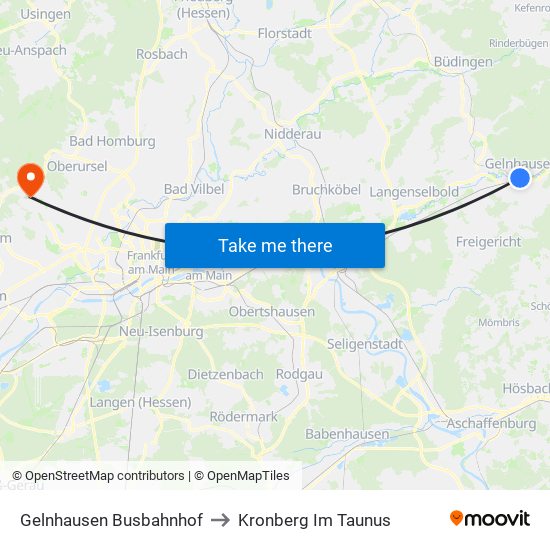 Gelnhausen Busbahnhof to Kronberg Im Taunus map