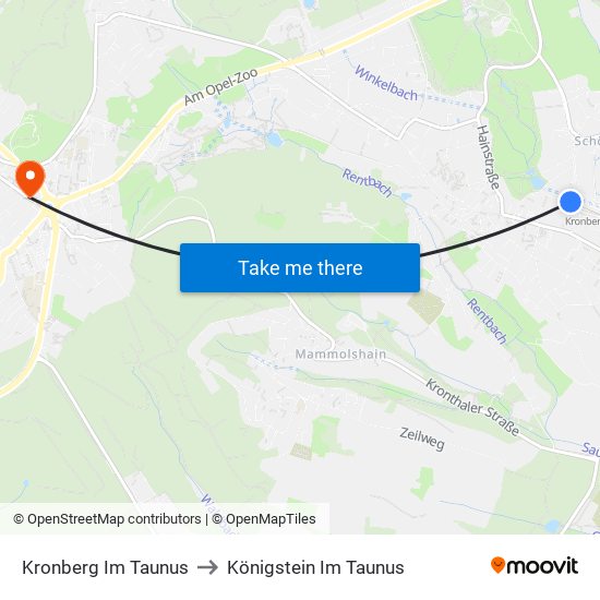 Kronberg Im Taunus to Königstein Im Taunus map