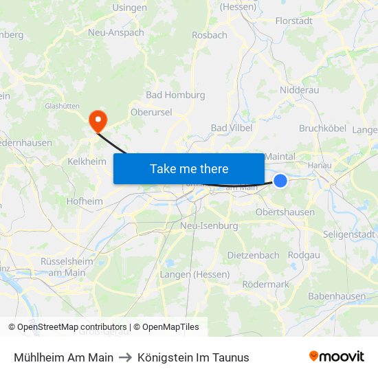 Mühlheim Am Main to Königstein Im Taunus map