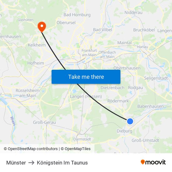 Münster to Königstein Im Taunus map