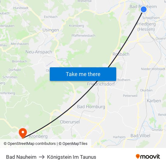 Bad Nauheim to Königstein Im Taunus map