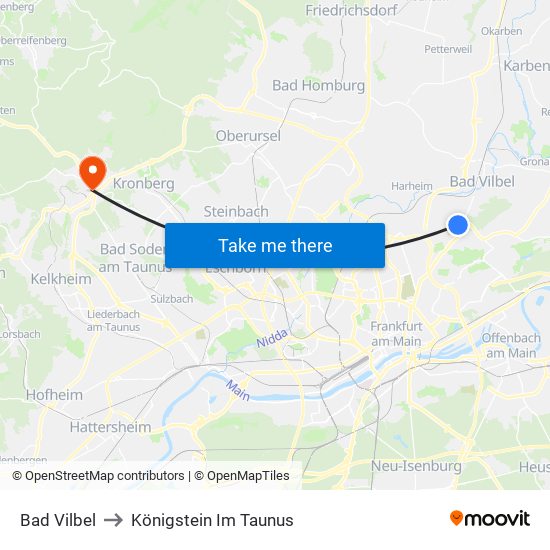 Bad Vilbel to Königstein Im Taunus map