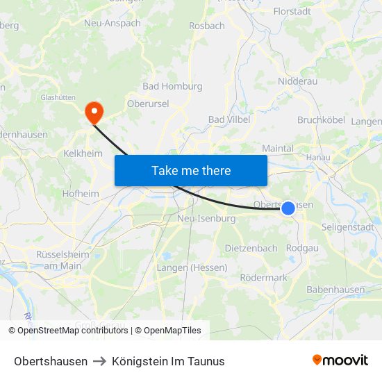 Obertshausen to Königstein Im Taunus map