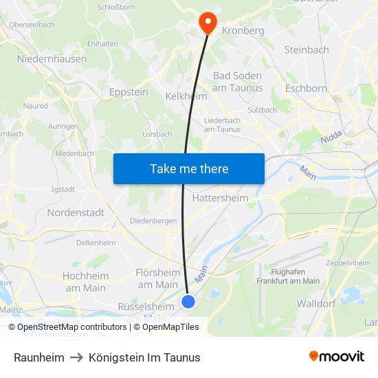 Raunheim to Königstein Im Taunus map