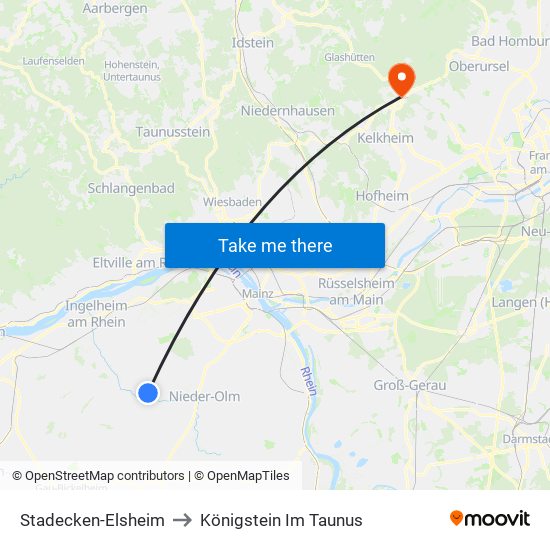 Stadecken-Elsheim to Königstein Im Taunus map