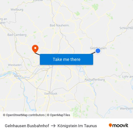Gelnhausen Busbahnhof to Königstein Im Taunus map