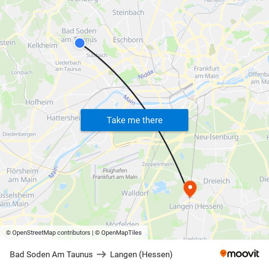 Bad Soden Am Taunus to Langen (Hessen) map