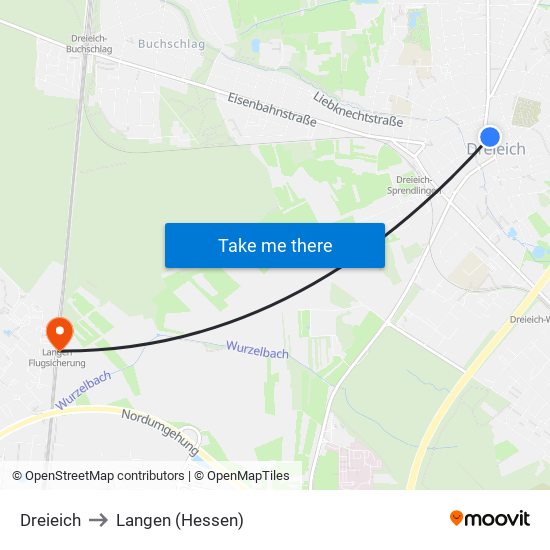 Dreieich to Langen (Hessen) map