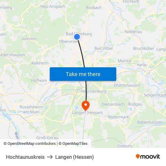 Hochtaunuskreis to Langen (Hessen) map