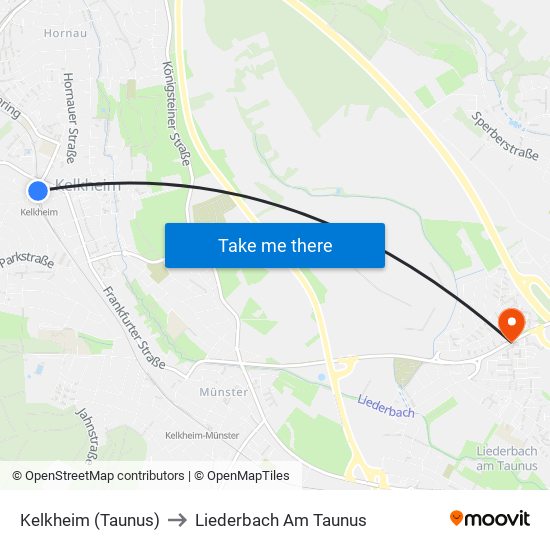 Kelkheim (Taunus) to Liederbach Am Taunus map