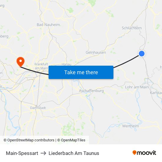 Main-Spessart to Liederbach Am Taunus map