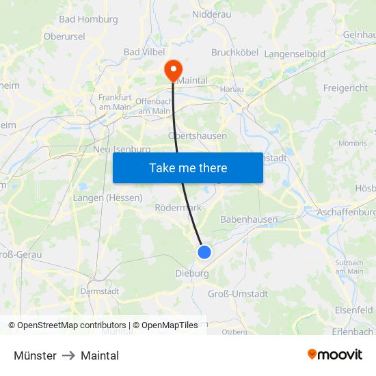 Münster to Maintal map
