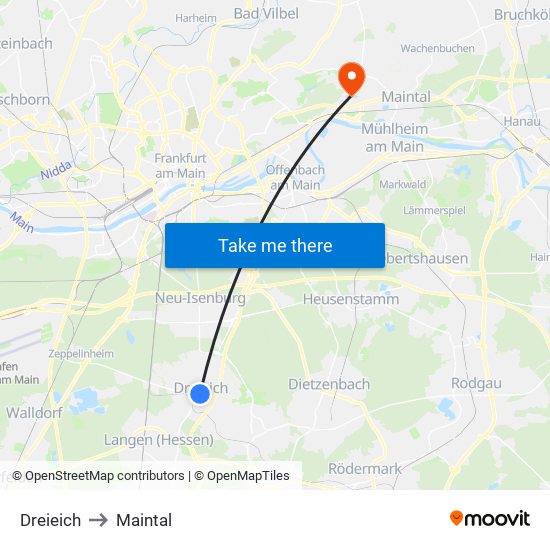 Dreieich to Maintal map
