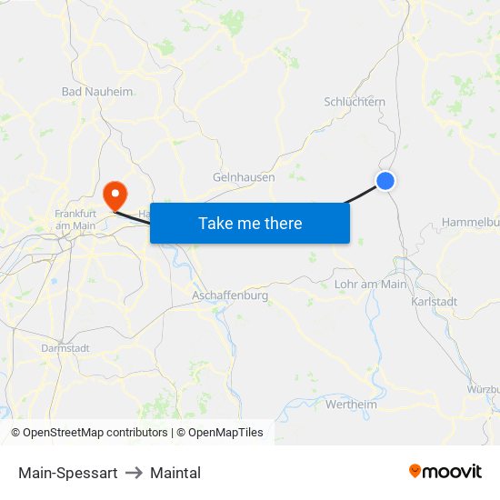 Main-Spessart to Maintal map