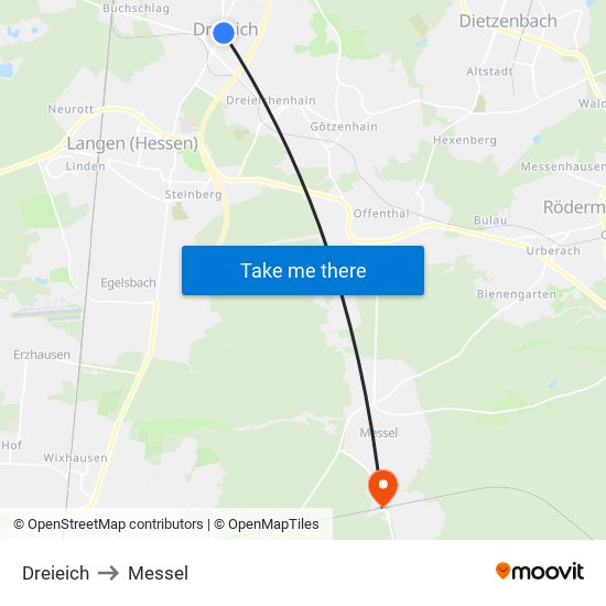 Dreieich to Messel map