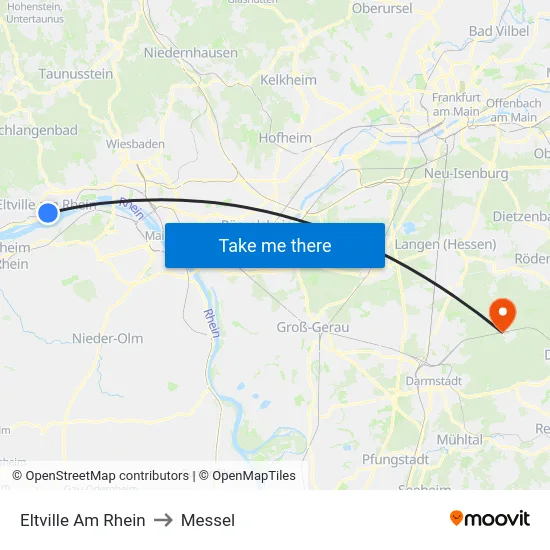 Eltville Am Rhein to Messel map