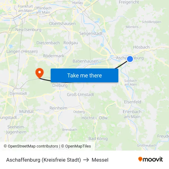 Aschaffenburg (Kreisfreie Stadt) to Messel map