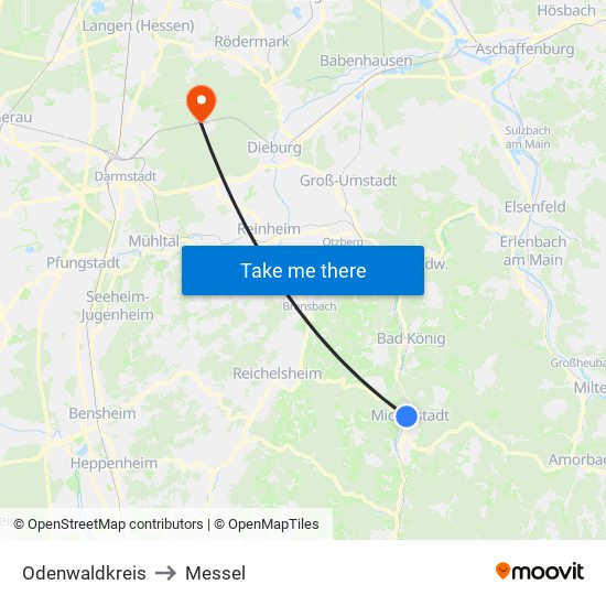 Odenwaldkreis to Messel map