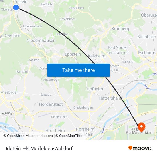 Idstein to Mörfelden-Walldorf map