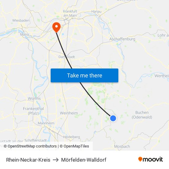 Rhein-Neckar-Kreis to Mörfelden-Walldorf map