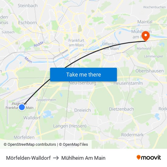 Mörfelden-Walldorf to Mühlheim Am Main map