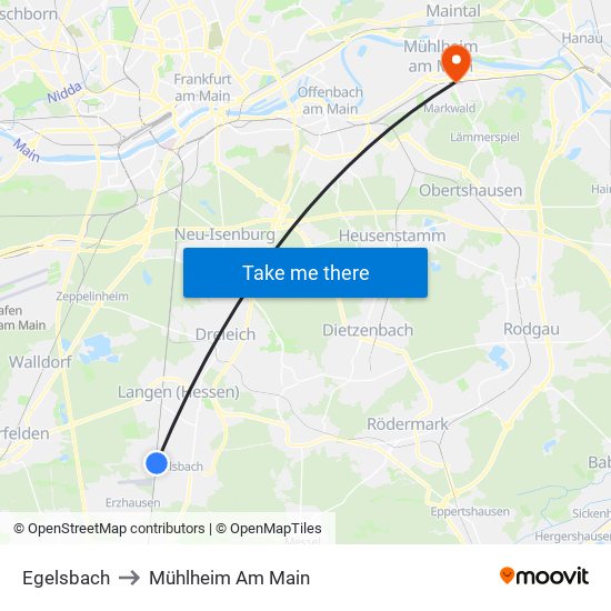 Egelsbach to Mühlheim Am Main map