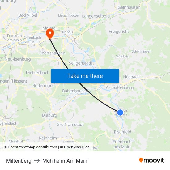 Miltenberg to Mühlheim Am Main map