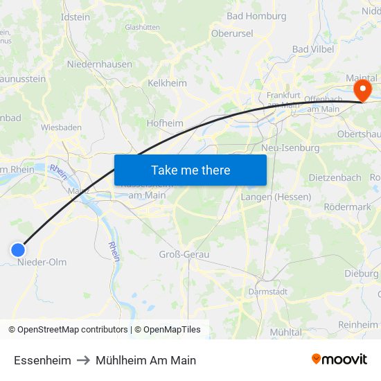 Essenheim to Mühlheim Am Main map