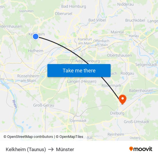 Kelkheim (Taunus) to Münster map