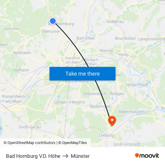 Bad Homburg V.D. Höhe to Münster map