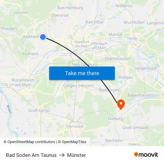 Bad Soden Am Taunus to Münster map