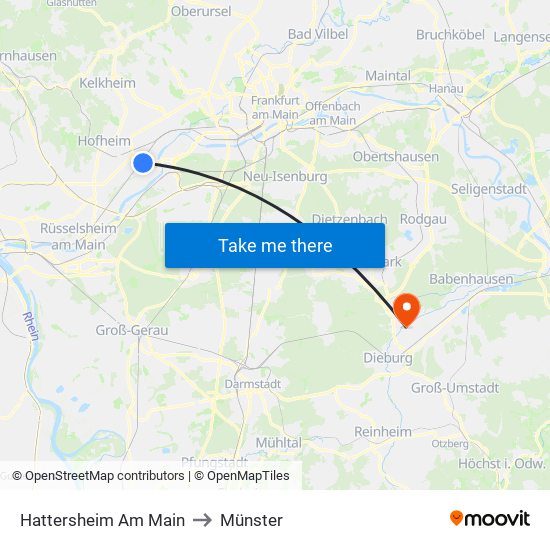 Hattersheim Am Main to Münster map