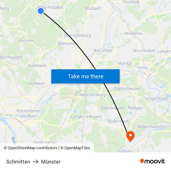 Schmitten to Münster map